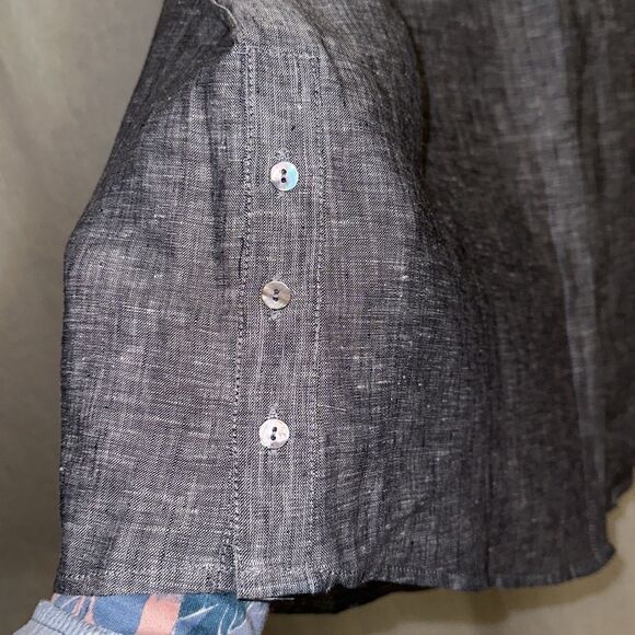 blue illusion L Chambray Ink across Dye Blue Long Sleeve Button Front Shirt - Picture 11 of 16